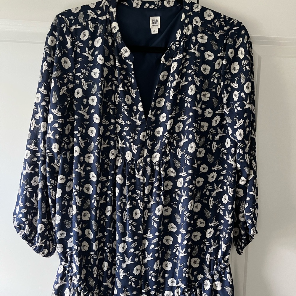 GAP Dark Blue MATERNITY Dress with White Floral Design